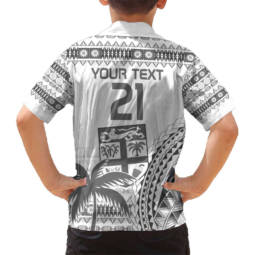 Custom Fiji Rugby Family Matching Short Sleeve Bodycon Dress and Hawaiian Shirt Polynesian Fijian Masi Palm Tree LT9 - Polynesian Pride