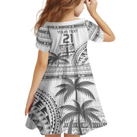 Custom Fiji Rugby Family Matching Short Sleeve Bodycon Dress and Hawaiian Shirt Polynesian Fijian Masi Palm Tree LT9 - Polynesian Pride