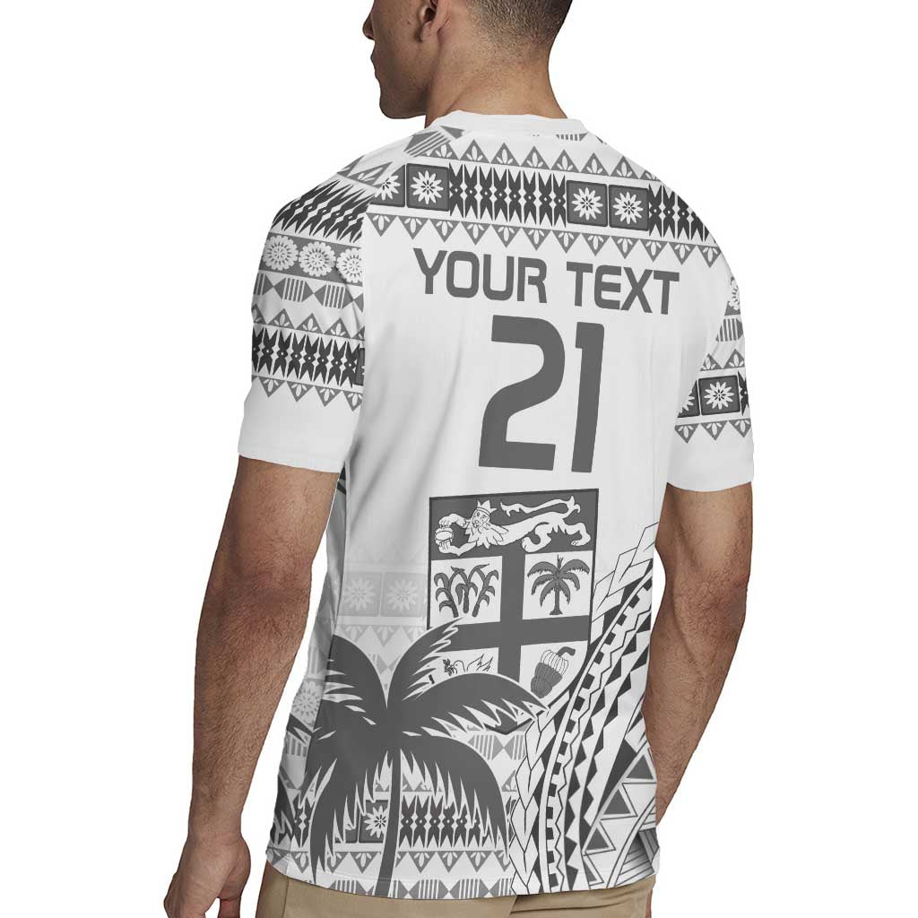 Custom Fiji Rugby Rugby Jersey Polynesian Fijian Masi Palm Tree