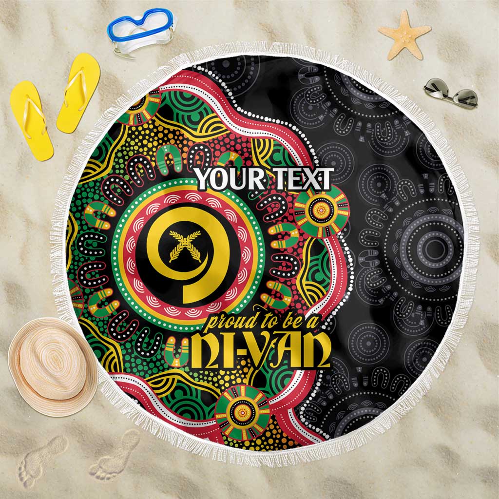 Vanuatu Personalised Beach Blanket Aboriginal Dot Paitnting - Polynesian Pride