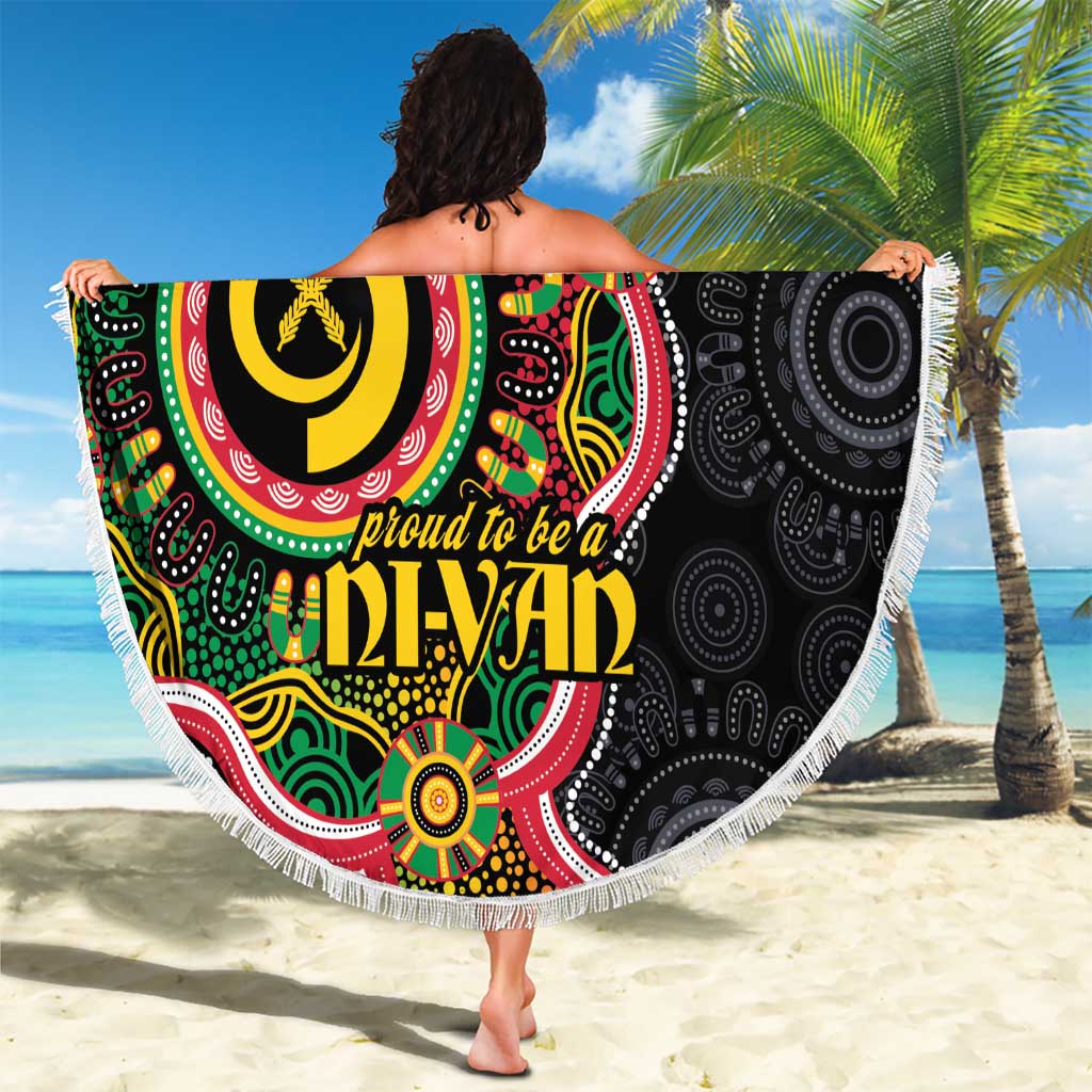 Vanuatu Personalised Beach Blanket Aboriginal Dot Paitnting - Polynesian Pride