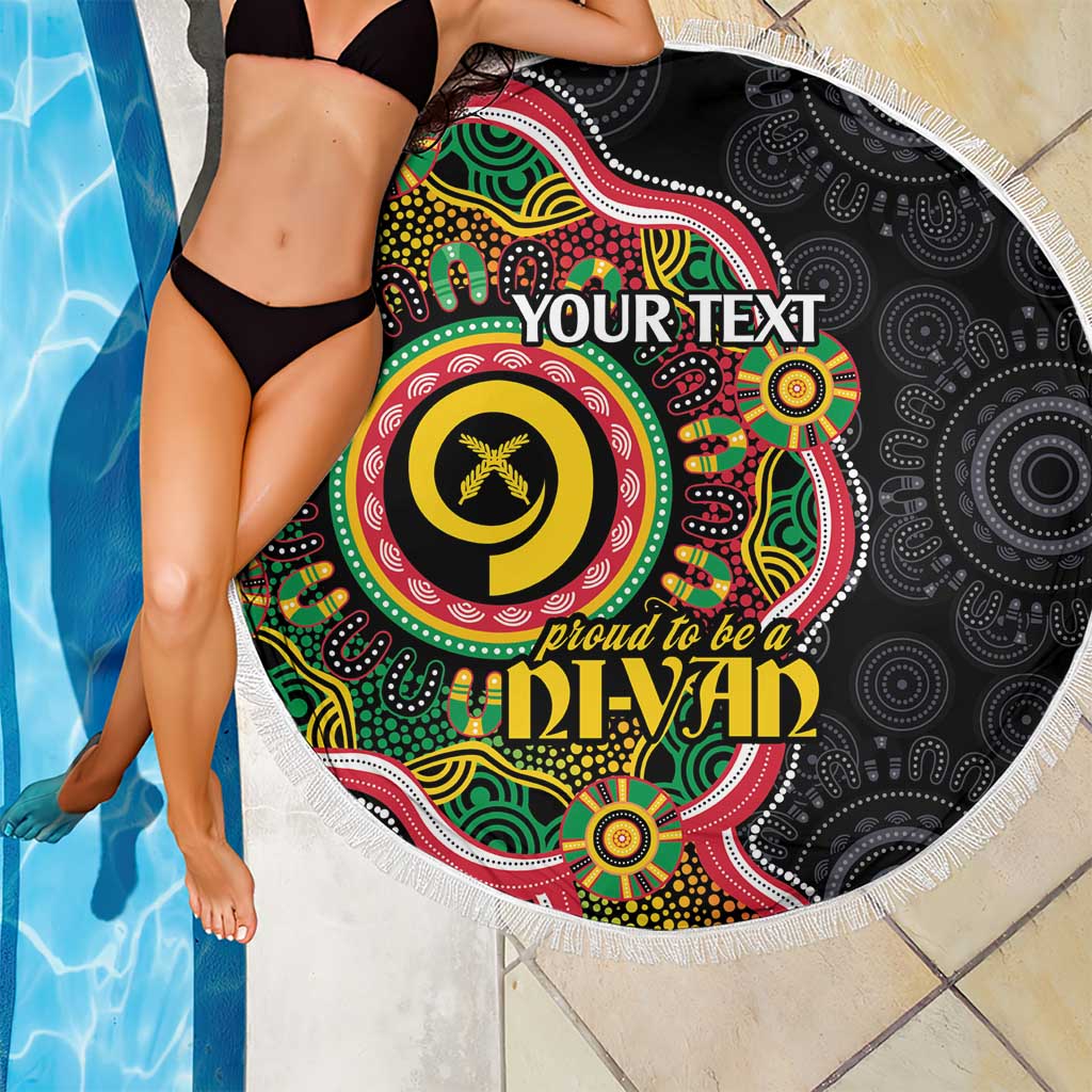 Vanuatu Personalised Beach Blanket Aboriginal Dot Paitnting - Polynesian Pride