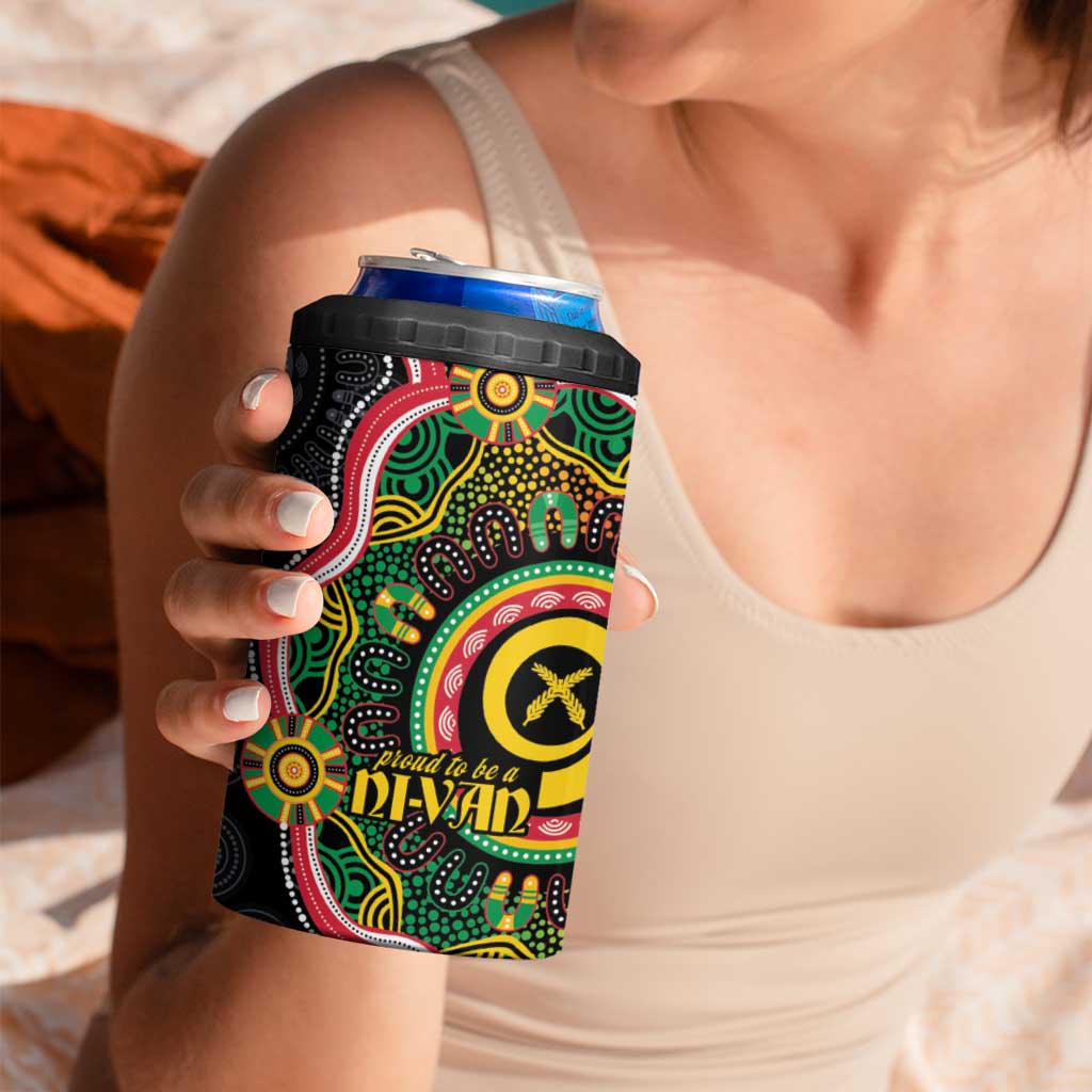 Vanuatu Personalised 4 in 1 Can Cooler Tumbler Aboriginal Dot Paitnting - Polynesian Pride