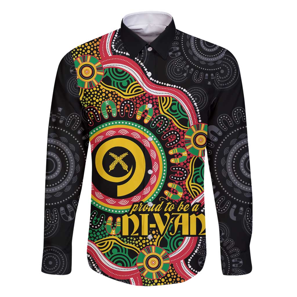 Vanuatu Personalised Family Matching Long Sleeve Bodycon Dress and Hawaiian Shirt Aboriginal Dot Paitnting - Polynesian Pride
