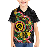 Vanuatu Personalised Family Matching Long Sleeve Bodycon Dress and Hawaiian Shirt Aboriginal Dot Paitnting - Polynesian Pride