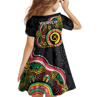 Vanuatu Personalised Family Matching Mermaid Dress and Hawaiian Shirt Aboriginal Dot Paitnting - Polynesian Pride