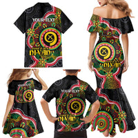 Vanuatu Personalised Family Matching Mermaid Dress and Hawaiian Shirt Aboriginal Dot Paitnting - Polynesian Pride