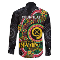 Vanuatu Personalised Family Matching Off The Shoulder Long Sleeve Dress and Hawaiian Shirt Aboriginal Dot Paitnting - Polynesian Pride