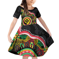 Vanuatu Personalised Family Matching Off Shoulder Short Dress and Hawaiian Shirt Aboriginal Dot Paitnting - Polynesian Pride