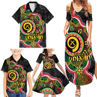 Vanuatu Personalised Family Matching Summer Maxi Dress and Hawaiian Shirt Aboriginal Dot Paitnting - Polynesian Pride