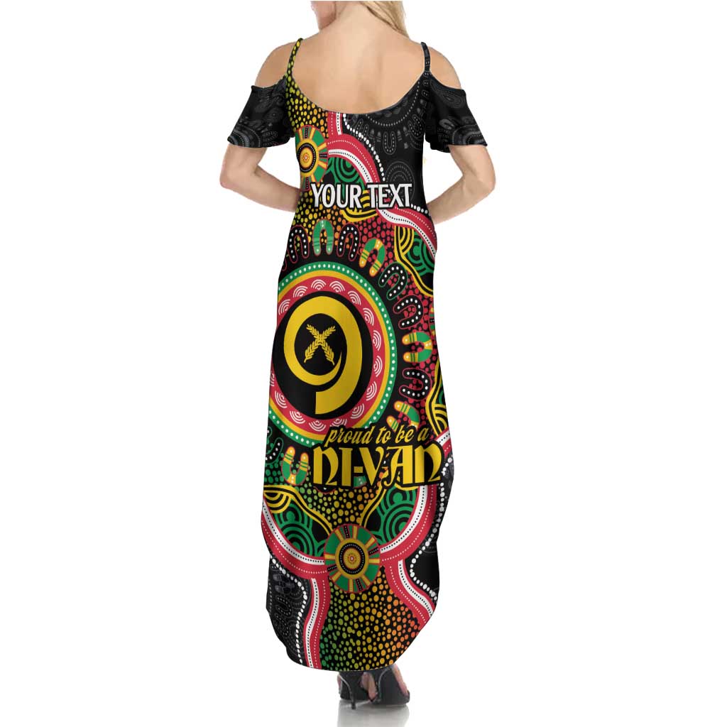 Vanuatu Personalised Family Matching Summer Maxi Dress and Hawaiian Shirt Aboriginal Dot Paitnting - Polynesian Pride