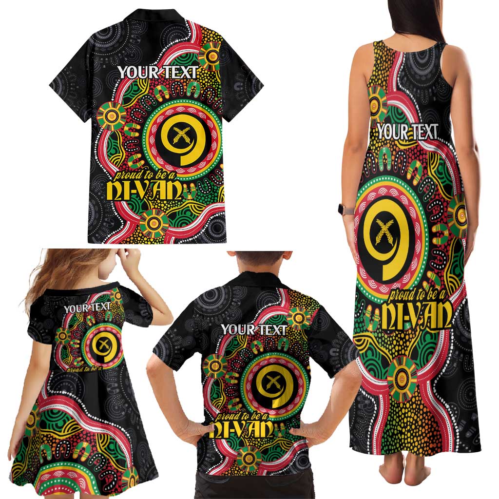 Vanuatu Personalised Family Matching Tank Maxi Dress and Hawaiian Shirt Aboriginal Dot Paitnting - Polynesian Pride