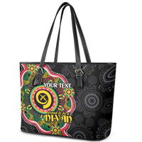 Vanuatu Personalised Leather Tote Bag Aboriginal Dot Paitnting - Polynesian Pride