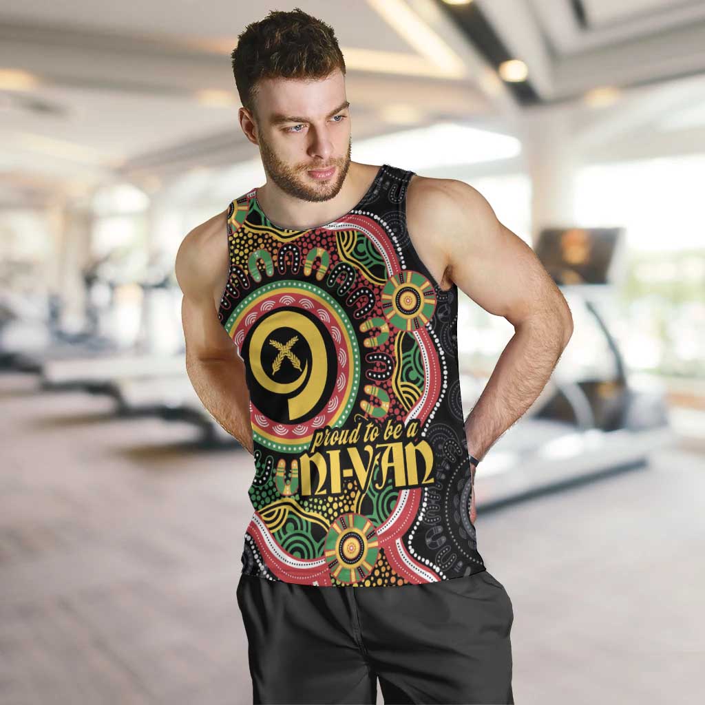 Vanuatu Personalised Men Tank Top Aboriginal Dot Paitnting - Polynesian Pride