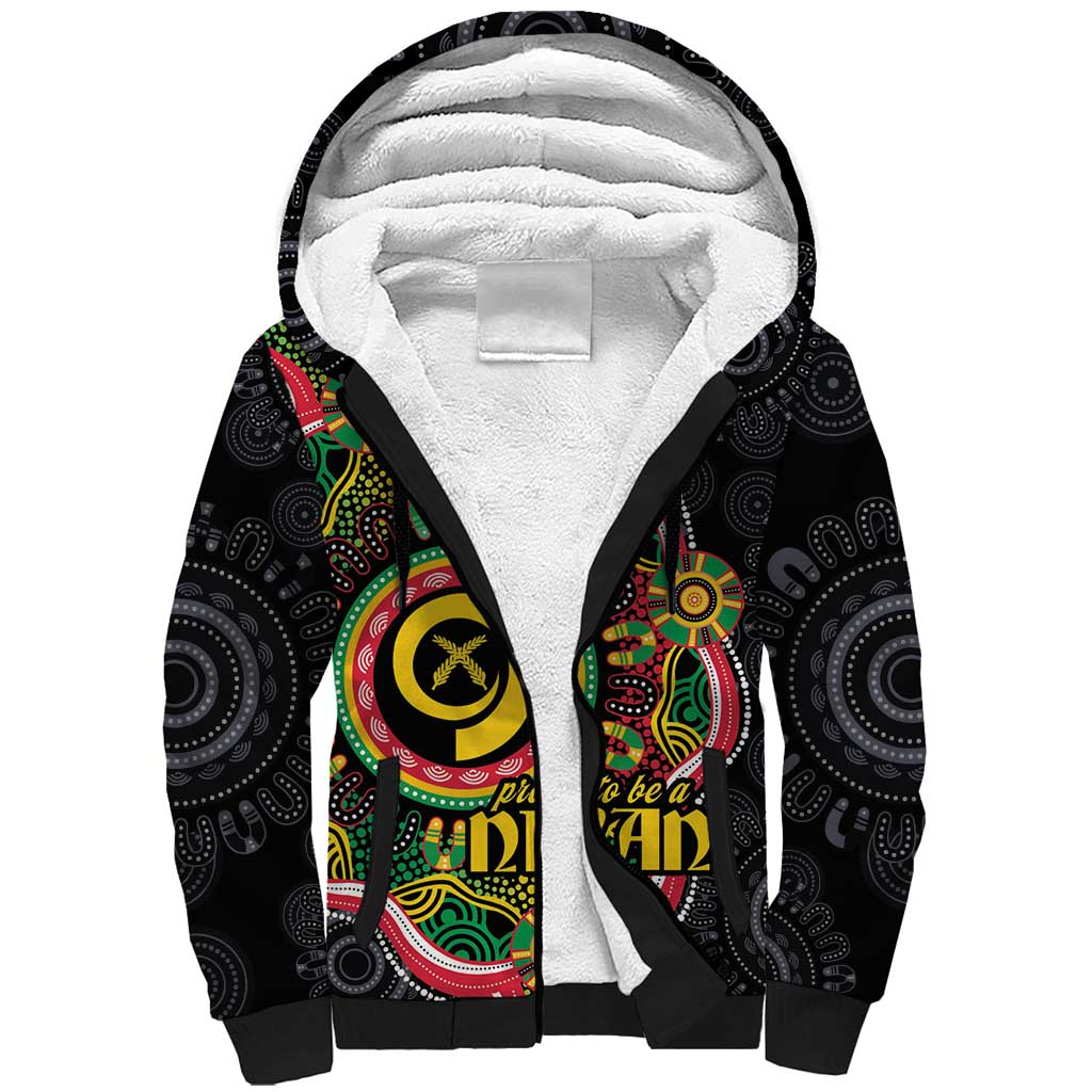 Vanuatu Personalised Sherpa Hoodie Aboriginal Dot Paitnting - Polynesian Pride