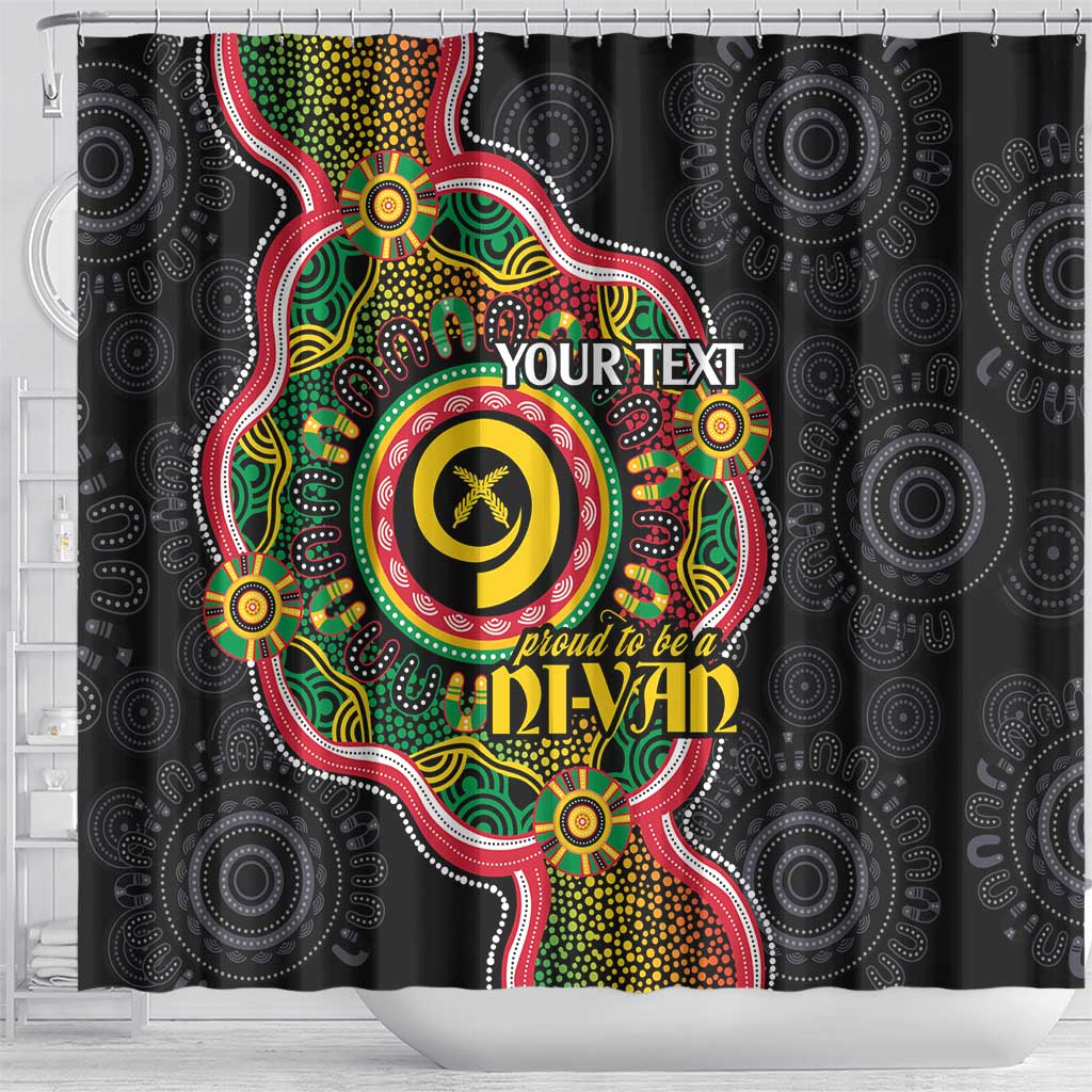 Vanuatu Personalised Shower Curtain Aboriginal Dot Paitnting - Polynesian Pride
