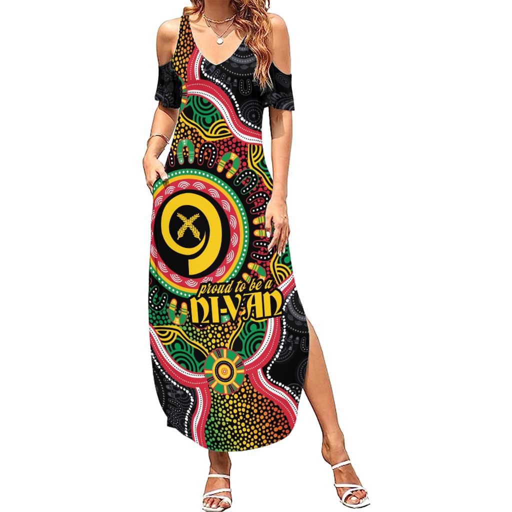 Vanuatu Personalised Summer Maxi Dress Aboriginal Dot Paitnting - Polynesian Pride