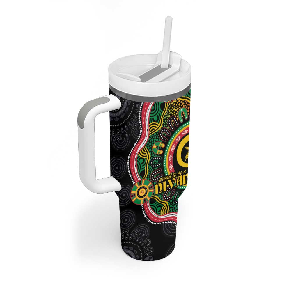 Vanuatu Personalised Tumbler With Handle Aboriginal Dot Paitnting - Polynesian Pride