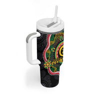 Vanuatu Personalised Tumbler With Handle Aboriginal Dot Paitnting - Polynesian Pride