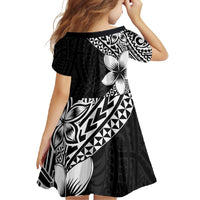 Lotu Tamaiti White Sunday Family Matching Long Sleeve Bodycon Dress and Hawaiian Shirt Pacific Plumeria Flowers - Black Version LT9 - Polynesian Pride