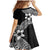 Lotu Tamaiti White Sunday Family Matching Mermaid Dress and Hawaiian Shirt Pacific Plumeria Flowers - Black Version