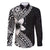 Lotu Tamaiti White Sunday Family Matching Mermaid Dress and Hawaiian Shirt Pacific Plumeria Flowers - Black Version
