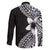 Lotu Tamaiti White Sunday Family Matching Mermaid Dress and Hawaiian Shirt Pacific Plumeria Flowers - Black Version