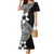 Lotu Tamaiti White Sunday Family Matching Mermaid Dress and Hawaiian Shirt Pacific Plumeria Flowers - Black Version