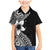 Lotu Tamaiti White Sunday Family Matching Mermaid Dress and Hawaiian Shirt Pacific Plumeria Flowers - Black Version