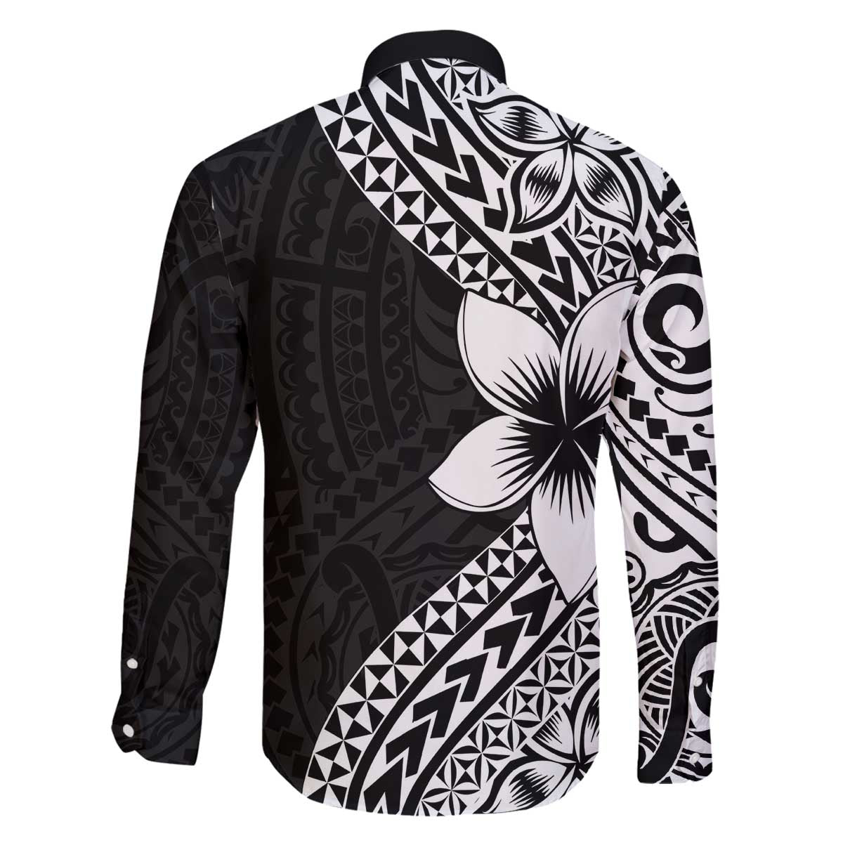 Lotu Tamaiti White Sunday Family Matching Puletasi and Hawaiian Shirt Pacific Plumeria Flowers - Black Version LT9 - Polynesian Pride