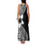 Lotu Tamaiti White Sunday Family Matching Tank Maxi Dress and Hawaiian Shirt Pacific Plumeria Flowers - Black Version