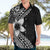 Lotu Tamaiti White Sunday Hawaiian Shirt Pacific Plumeria Flowers - Black Version