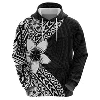 Lotu Tamaiti White Sunday Hoodie Pacific Plumeria Flowers - Black Version