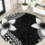 Lotu Tamaiti White Sunday Round Carpet Pacific Plumeria Flowers - Black Version