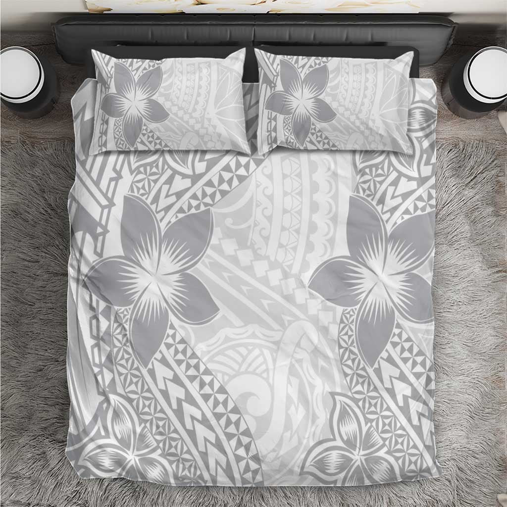 Lotu Tamaiti White Sunday Bedding Set Pacific Plumeria Flowers - White Version