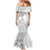 Lotu Tamaiti White Sunday Family Matching Mermaid Dress and Hawaiian Shirt Pacific Plumeria Flowers - White Version