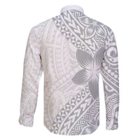 Lotu Tamaiti White Sunday Family Matching Off The Shoulder Long Sleeve Dress and Hawaiian Shirt Pacific Plumeria Flowers - White Version