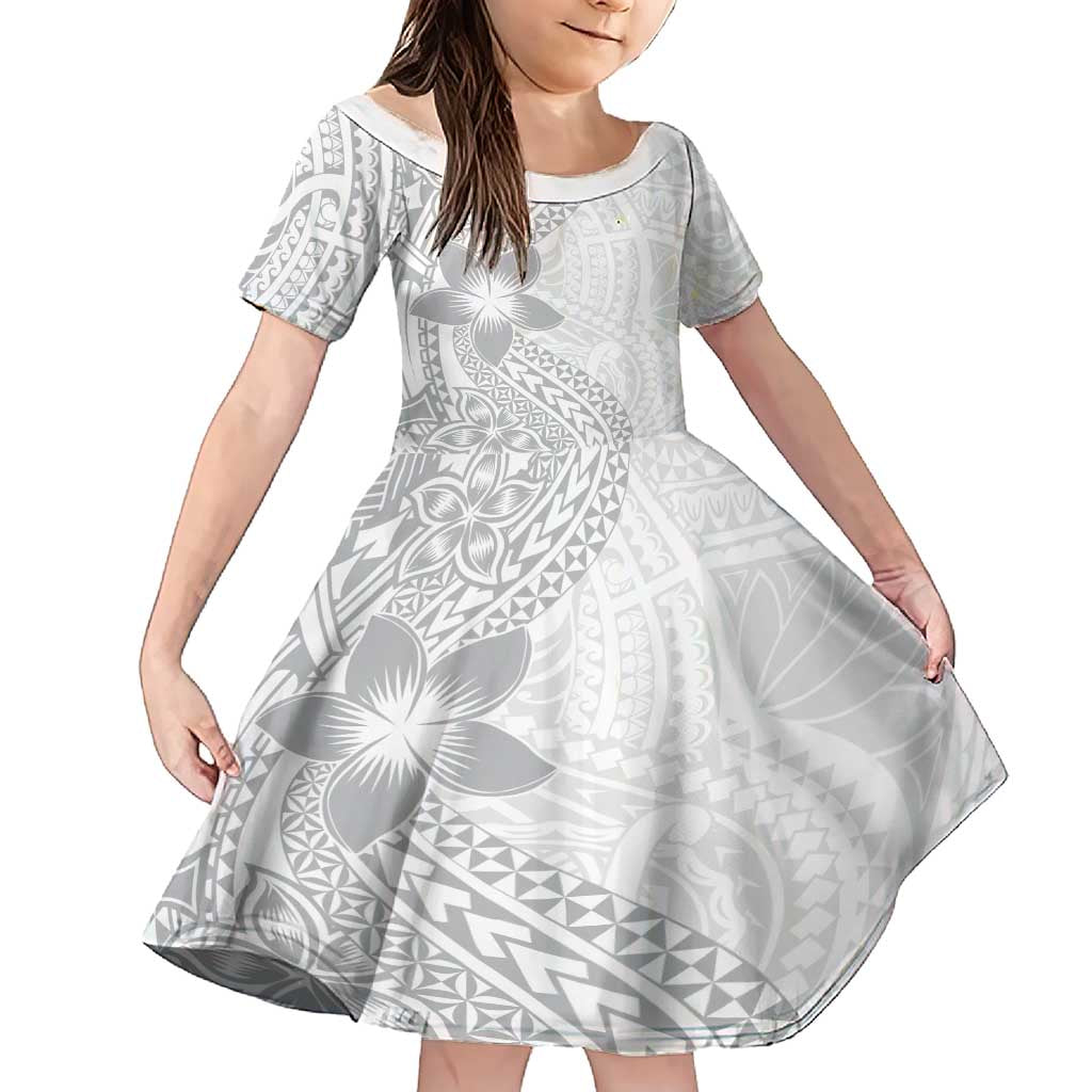 Lotu Tamaiti White Sunday Family Matching Short Sleeve Bodycon Dress and Hawaiian Shirt Pacific Plumeria Flowers - White Version LT9 Daughter's Dress White - Polynesian Pride