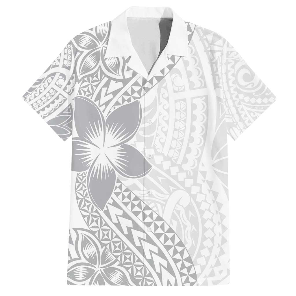 Lotu Tamaiti White Sunday Family Matching Tank Maxi Dress and Hawaiian Shirt Pacific Plumeria Flowers - White Version