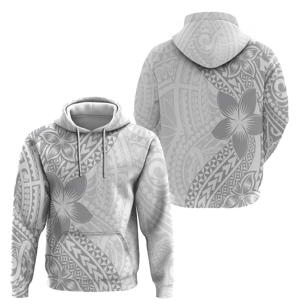 Lotu Tamaiti White Sunday Hoodie Pacific Plumeria Flowers - White Version