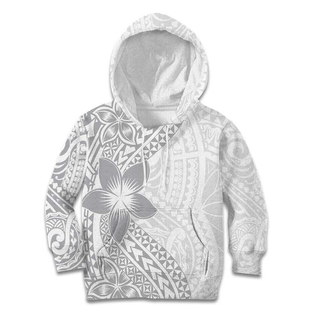 Lotu Tamaiti White Sunday Kid Hoodie Pacific Plumeria Flowers - White Version