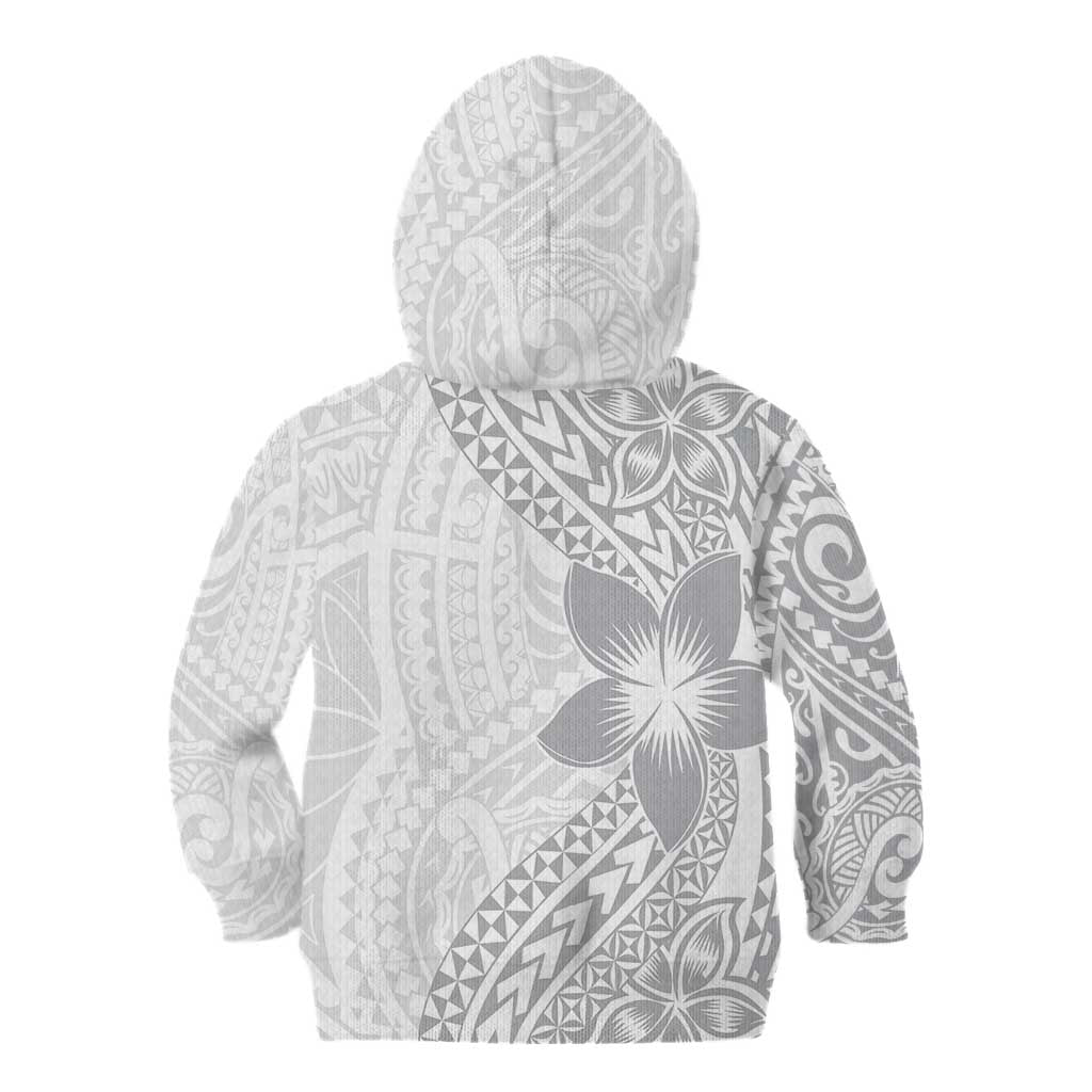 Lotu Tamaiti White Sunday Kid Hoodie Pacific Plumeria Flowers - White Version