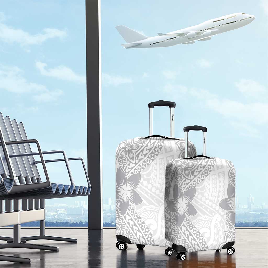 Lotu Tamaiti White Sunday Luggage Cover Pacific Plumeria Flowers - White Version