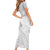 Lotu Tamaiti White Sunday Short Sleeve Bodycon Dress Pacific Plumeria Flowers - White Version LT9