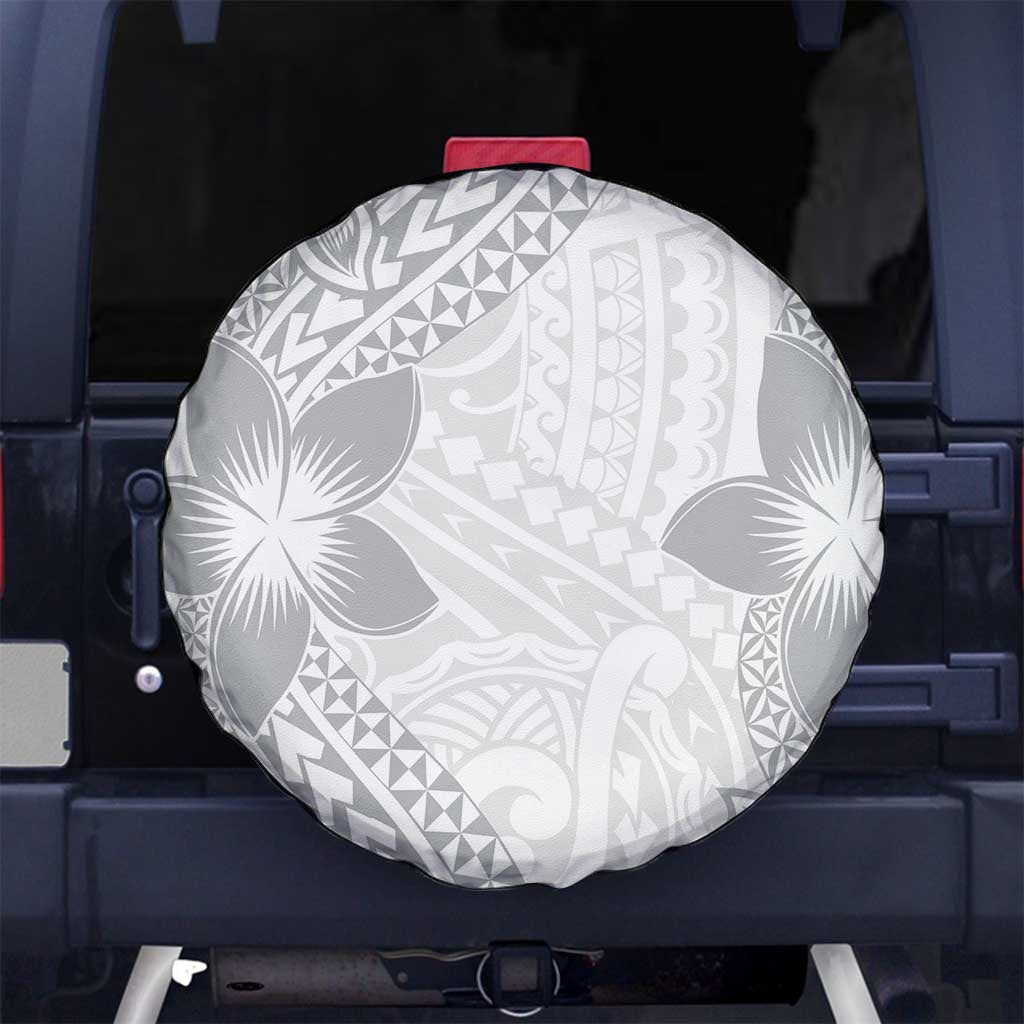 Lotu Tamaiti White Sunday Spare Tire Cover Pacific Plumeria Flowers - White Version