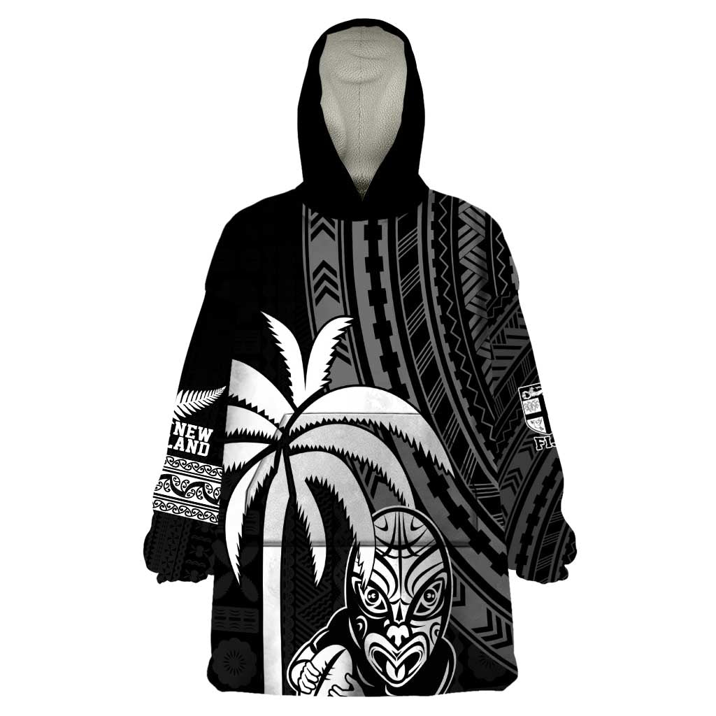 Custom Fiji New Zealand Rugby Wearable Blanket Hoodie Make History Together