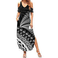 Custom Fiji New Zealand Rugby Family Matching Summer Maxi Dress and Hawaiian Shirt Cibi Dance with Black Fern