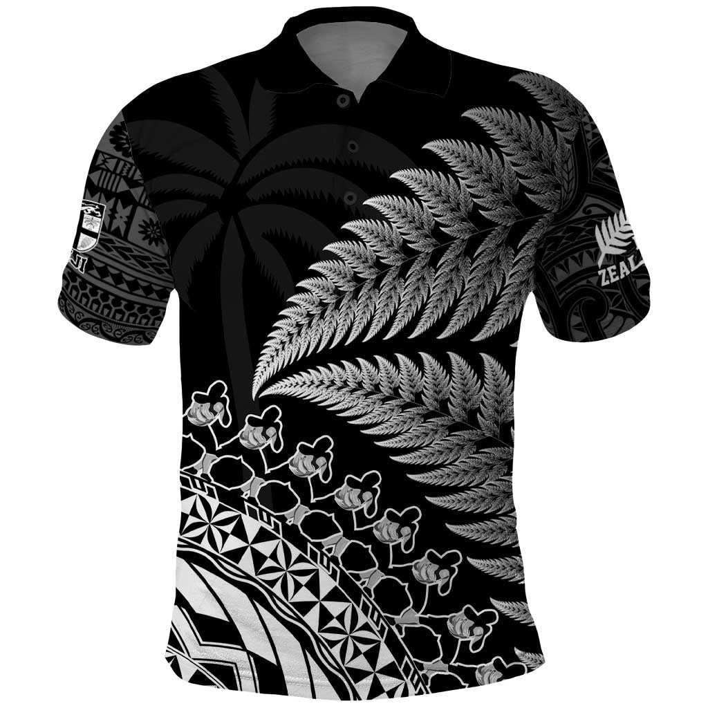 Custom Fiji New Zealand Rugby Polo Shirt Cibi Dance with Black Fern