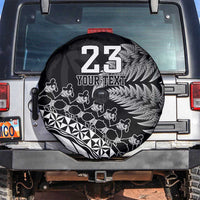 Custom Fiji New Zealand Rugby Spare Tire Cover Cibi Dance with Black Fern
