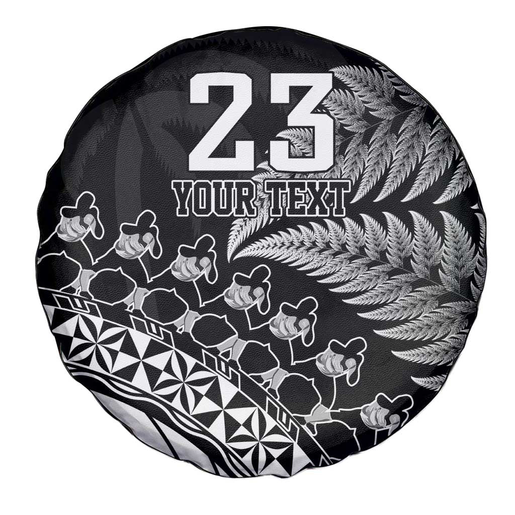 Custom Fiji New Zealand Rugby Spare Tire Cover Cibi Dance with Black Fern